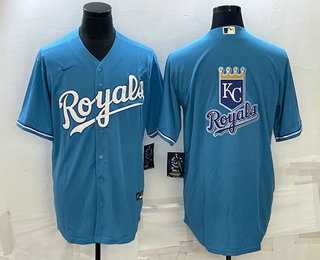 Mens Kansas City Royals Big Logo Blue Stitched MLB Cool Base Nike Jerseys->kansas city royals->MLB Jersey